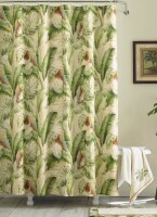Tommy Bajama 72"x72" Palmiers Shower Curtain Green - Tommy Bahama: Cotton Canvas, Botanical Pattern, Easy Care / Madison Park Ara Ombre Printed Seersucker Single Shower Curtain / Assorted
