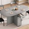 Jocoevol Round Folding Dining Table for 6, Space Saving Drop Leaf Kitchen Table with Storage Drawer, 6 Wheels Oval Gateleg Foldable Dining Table for Small Spaces (51" x 31.5" x 30") New Open Box $299