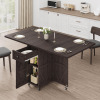 Jocoevol Space Saving Folding Dining Table, Farmhouse Foldable Dining Table with Drawer and 2-Layer Storage Shelf, 6 Wheels Multipose Expandable Folding Kitchen Table for Small Space (Dark Walnut) $299