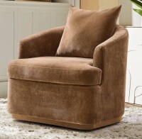 Wade Logan Berklie 31"W Modern Chenille Swivel Armchair with Ergonomic Backrest and Solid Wood Legs New In Box $599