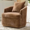 Wade Logan Berklie 31"W Modern Chenille Swivel Armchair with Ergonomic Backrest and Solid Wood Legs New In Box $599