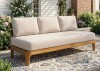 Christopher Knight Home Galea Wood Patio Outdoor 3 Seater Sofa Teak Finish Wood with Beige Cushion New in Box $1299
