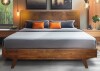 George Oliver Solid Wood Platform Bed Frame with Headboard &ndash; Mid-Century Modern Style, Carved Wood Grain, Easy Assembly with Smart Tool, No Box Spring Needed King Size in Walnut New in Box $899