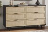 Bay Isle Home Aimara 51" Rattan 6 Drawer Dresser for Bedroom, Boho Wood Dresser with Gold Handles & Wood Legs, Commode New in Box $599