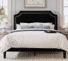 Latitude Run Modern Upholstered Platform Bed Frame With Adjustable Headboard Queen Size in Black New in Box $699