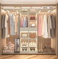 Rebrilliant 58"- 90" W Closet System with Wooden Drawers and Hanging Rods(Cut to Fit) in White New Open Box $499