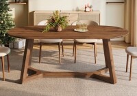 Millwood Pines Solid Wood Oval Dining Table For 4-6, 63-inch Wooden Farmhouse Kitchen Table With Sturdy Tapered Legs New in Box $499