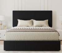 Red Barrel Studio Fully Upholstered Platform Bed, Modern Velvet Bed With Tufted Headboard, No-Dust Design, in Black Full Size New in Box $499