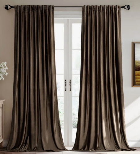Mercer41 Luxury Velvet Blackout Thermal-Insulated Curtains. Room Darkening 75%-95% Rod Pocket Back Tab Drapes for Living room Bedroom (Pair), 52" W x 90" L New $89