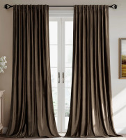 Mercer41 Luxury Velvet Blackout Thermal-Insulated Curtains. Room Darkening 75%-95% Rod Pocket Back Tab Drapes for Living room Bedroom (Pair), 52" W x 90" L New $89