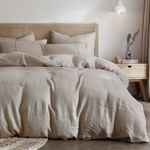HYPREST Kinge Size 3-Piece Set 100% French Linen Duvet Cover & Sham Set with Hidden Zipper and Corner Ties New $299
