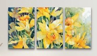 Ebern Designs 3 Panel Wall Art Set - Annelein Beukenkamp 'Daffodil Party' Canvas Wall Art, 12" x 16" New In Box 3 Boxes $299