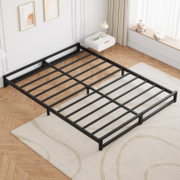 Alwyn Home Queen 6 Inch Bed, Metal Platform Bed Frame With Steel Slats Support, Mattress Foundation, Easy Assembly, No Box Spring Needed, Black $299