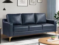 Serta Francis 78 in. Square Arm Faux Leather Rectangle Sofa in Navy Blue New in Box $899