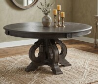 Ophelia & Co Marblewood 60'' Round Dining Table with Carved Pedestal Base New Floor Model $!299