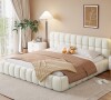 Streamdale Furniture Streamdale King Size Beige Upholstered Platform Bed with Solid Frame New in Box $899