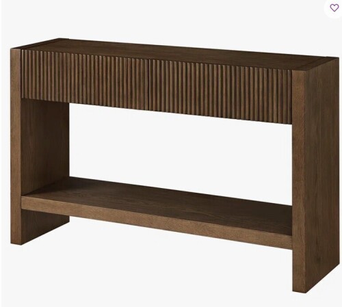 Latitude Run Manzanita 48" Wide Rectangular Solid Wood Fluted Console Table in Brown Oak in Box $599