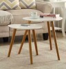 Convenience Concepts Oslo White and Natural Nesting End Table New In Box $199