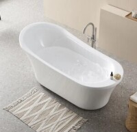 Ove Decors Skylar 71" Free Standing Acrylic Soaking Tub with Athena Freestanding Faucet, Reversible Drain, Drain Assembly, and Overflow In Box $1399