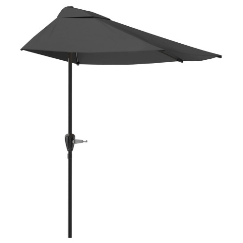Wrought Studio&trade; Half Umbrella Outdoor Patio Shade - 9 ft Patio Umbrella with Easy Crank - Small Canopy for Balcony, Table, or Deck by Pure Garden (Gray) New In Box $299