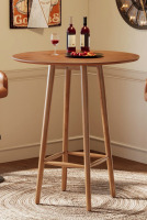 George Oliver 39.37" Round Bar Table, Solid Wood Bistro Table With Sturdy Frame New In Box $299