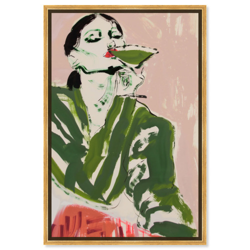 Art Remedy Green Martini Girl Canvas Boho Colorful Wall Art by Art Remedy, 55" H x 37" W New In Box $499