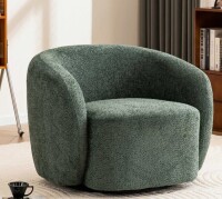 Latitude Run Munehito Upholstered Swivel Barrel Chair in Green New in Box $699