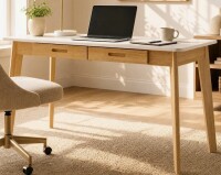George Oliver Caidence 2-Drawer Writing Desk with Solid Wood Legs in White New in Box $499