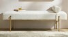 Everly Quinn Donoven White 55" End of Bed Bench, Modern Faux Fur Upholstered Ottoman Bench Seat with Gold Legs New in Box $499