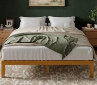 Latitude Run Full Size Joise Solid Wood Platform Bed with Slat Kit in Honey in Box $299