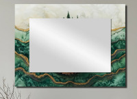 Red Barrel Studio&reg; Bold Forest Landscape Path Of The Emerald River I - Traditional Decorative Mirror Wall Art, 34" x 44" New In Box $299