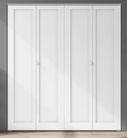 DoorFusion 48" x 80" Double Paneled Manufactured Wood Primed Bi-Fold Door with Hardware Kit Similar to Picture New Open Box $499