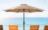 Yangming Outdoor 9 ft. Alloy Steel Push Button Tilt and Crank Patio Umbrella Market Umbrella in Khaki for Deck, Pool New In Box $299