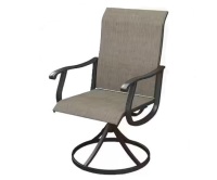 DIFY Black Swivel Patio Chair, 360&deg; Outdoor Dining Chair with Metal Frame and Brown Sling Fabric New Open Box $299