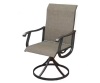 DIFY Black Swivel Patio Chair, 360&deg; Outdoor Dining Chair with Metal Frame and Brown Sling Fabric New Open Box $299