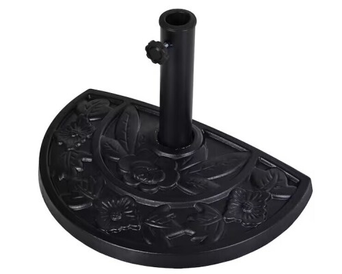 Outsunny 20 in. Half Round Patio Umbrella Base Outdoor Decorative Resin Parasol Stand Holder for 1.5 in., 1.9 in. Pole in Black New in Box $79