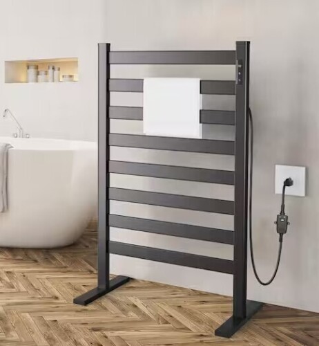 Verida 8-Bar Freestanding Electric Plug-in Towel Warmer Heated Towel Rack for Bathroom in Matte Black New In Box $299