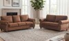 Charlton Home 88" Wide Transitional Modern Rolled Arm Sofa and Loveseat Nailhead Trim & Solid Wood Legs Couch in Rust 2 piece set (2 Boxes) New in Box $1999