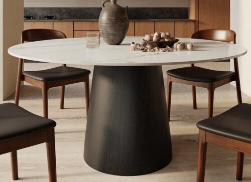 Orren Ellis Modern Mid-Century Dining Table Round Kitchen Table For 4/6/8 New Floor Model $1499