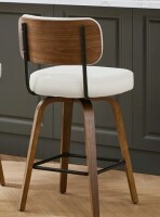 George Oliver 30" Swivel Upholstered Bar Stool with Walnut-Finish Bentwood Frame New in Box $299