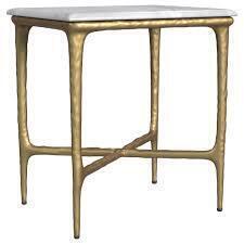 Coaster Baldwin Rectangular Marble Top Side Table White and Gold New in Box $299