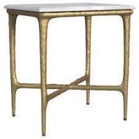 Coaster Baldwin Rectangular Marble Top Side Table White and Gold New in Box $299