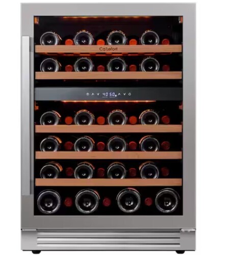 Ca'Lefort 24 in. Dual Zone 52-Bottles Built-In/Freestanding Wine Cooler Refrigerator in Stainless Steel Frost-Free Touch Panel $899