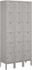 Salsbury Industries Assembled 6-Tier Box Style Standard Metal Locker with Three Wide Storage Units, 6-Feet High by 12-Inch Deep, Gray New Shelf Pull $1099