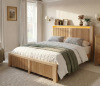 Homkdom Queen Bed Frame with 2 Drawers and Storage Headboard, Noise-Free, Wood | Wooden, LED Lights, Charging Station, Noise-Free, 800 lbs Support, No Box Spring Needed, Easy Assembly, Teens, Small Room, Mid-Century Similar to Picture New Open Box $499