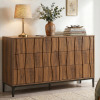 17 Stories Mid-Century 6-Drawer Dresser with Sculpted Wavy, 54" Wide Walnut Wood Storage Chest $499