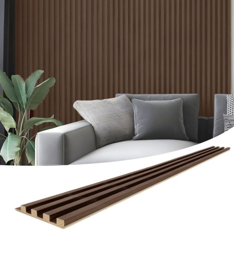Art3d 4-Piece 104'' x 5.7''x 0.67'' Solid Wood Slat Wall Panels for Interior and Ceiling Decor, 16.5 Sq.ft/Case, Walnut New In Box $299
