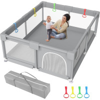 Zimmoo Baby Playpen, 71"x59" Extra Large Playpen for Babies and Toddlers Baby Playard with Zipper Gate, Safety Baby Play Pen with Soft Breathable Mesh Indoor & Outdoor Kids Activity Center New Open Box $199