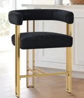 PopMasion Mia 24" Modern Gold Chenille Counter Stool with Arms New In Box $299