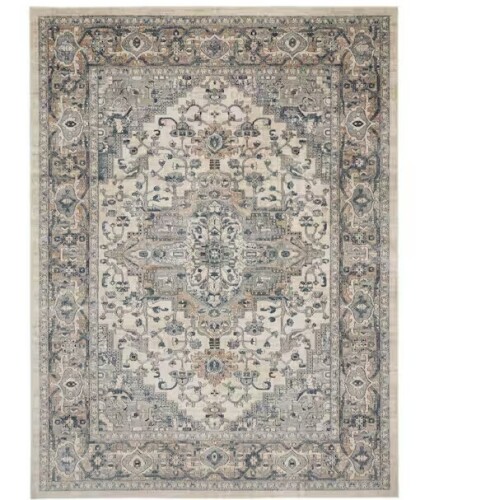 Nourison Concerto Ivory/Grey 10 ft. x 14 ft. Center medallion Traditional Area Rug New $499